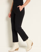 Black $|& SEAS Willis High Rise Seamed Crop with Slits - SOF Front