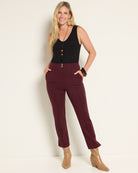 Burgundy $|& SEAS Willis High Rise Seamed Crop with Slits - UGC On Fig