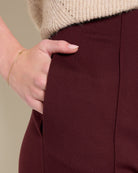 Burgundy $|& SEAS Willis High Rise Seamed Crop with Slits - SOF Full Front