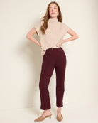 Burgundy $|& SEAS Willis High Rise Seamed Crop with Slits - UGC On Fig