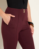 Burgundy $|& SEAS Willis High Rise Seamed Crop with Slits - SOF Full Front