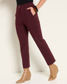Burgundy $|& SEAS Willis High Rise Seamed Crop with Slits - SOF Front