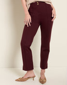 Burgundy $|& SEAS Willis High Rise Seamed Crop with Slits - SOF Front