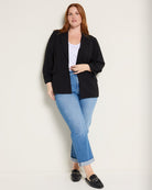 Black $|& Skies Are Blue Recycled Shirred Sleeve Blazer - UGC On Fig