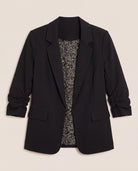 Black $|& Skies Are Blue Recycled Shirred Sleeve Blazer - Hanger Detail