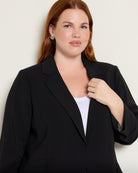 Black $|& Skies Are Blue Recycled Shirred Sleeve Blazer - SOF Full Front