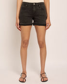 Washed Black $|& Vigoss Mid Rise Cuffed Short - SOF Front