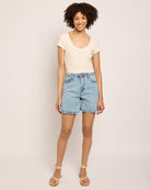 Light Wash $|& Vigoss Clean Mid-Length Short - UGC On Fig