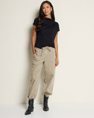 Black $|& SEAS Ariana Draped Mock Neck Top - UGC On Fig
