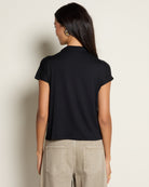 Black $|& SEAS Ariana Draped Mock Neck Top - SOF Back