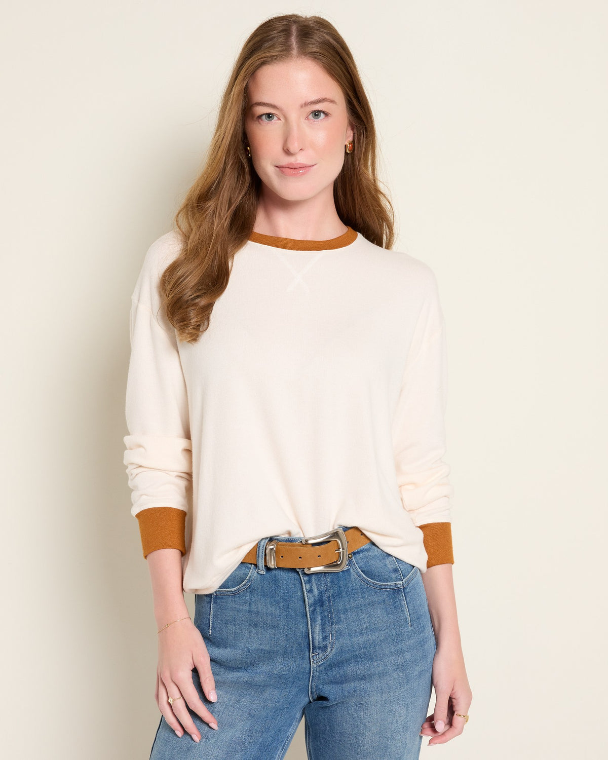 Almond Wet Sand $|& SEAS Pippy Long Sleeve Top - SOF Front