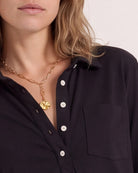 Black $|& SEAS Amber Button Down - SOF Full Front