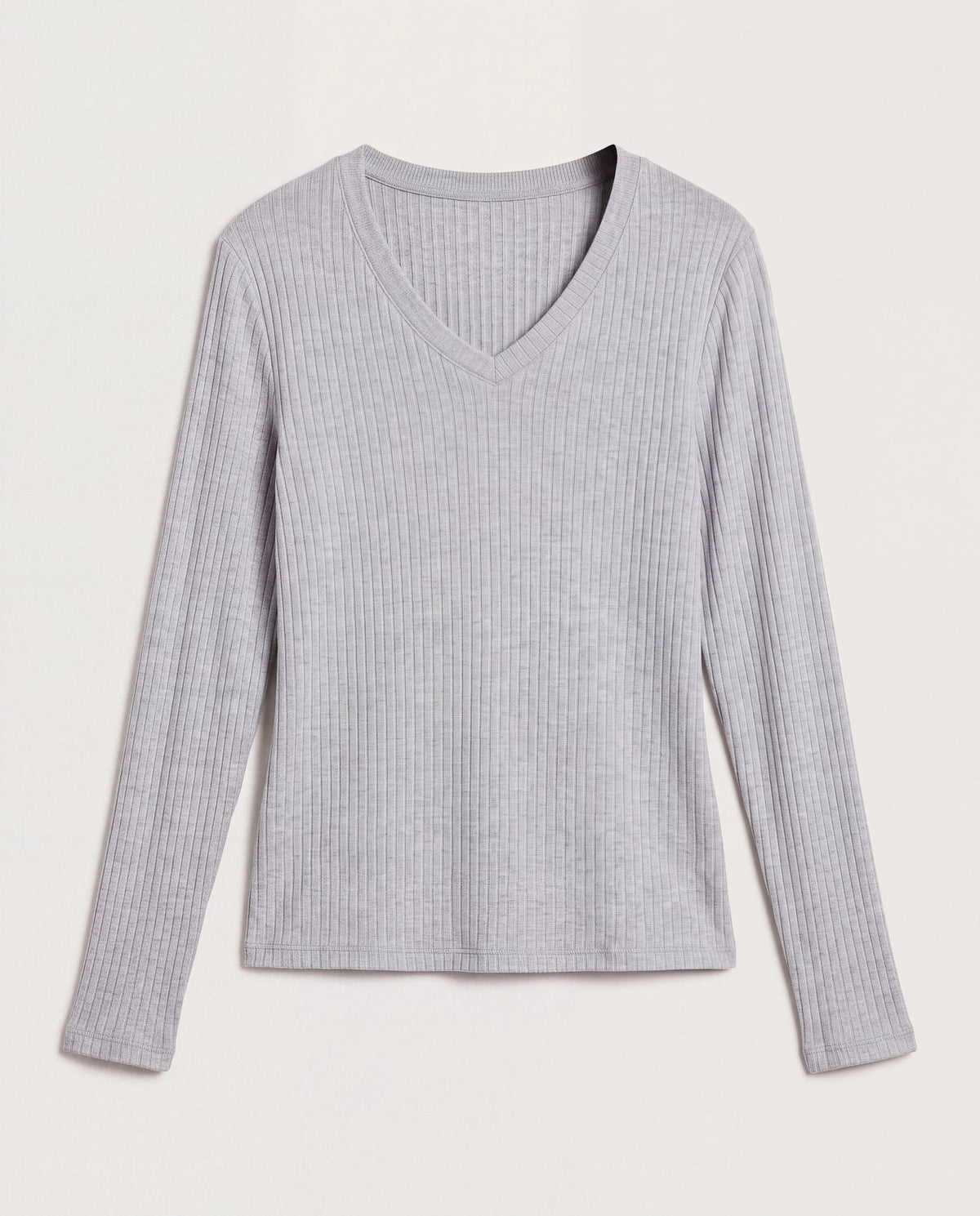 Heather Grey $|& SEAS Ray V-Neck Long Sleeve Top - Hanger Detail