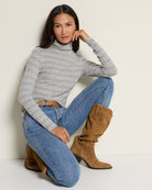 Heather Grey White $|& SEAS Elena Long Sleeve Turtleneck Top - VOF Front