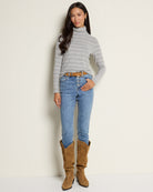 Heather Grey White $|& SEAS Elena Long Sleeve Turtleneck Top - UGC On Fig