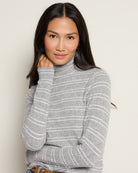 Heather Grey White $|& SEAS Elena Long Sleeve Turtleneck Top - SOF Full Front