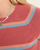 Red Earth Stripe $|& SEAS Amelie Raglan Sweater Top - VOF Front