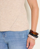 Sandstone $|& SEAS Kendall Mock Neck Pullover - VOF Front