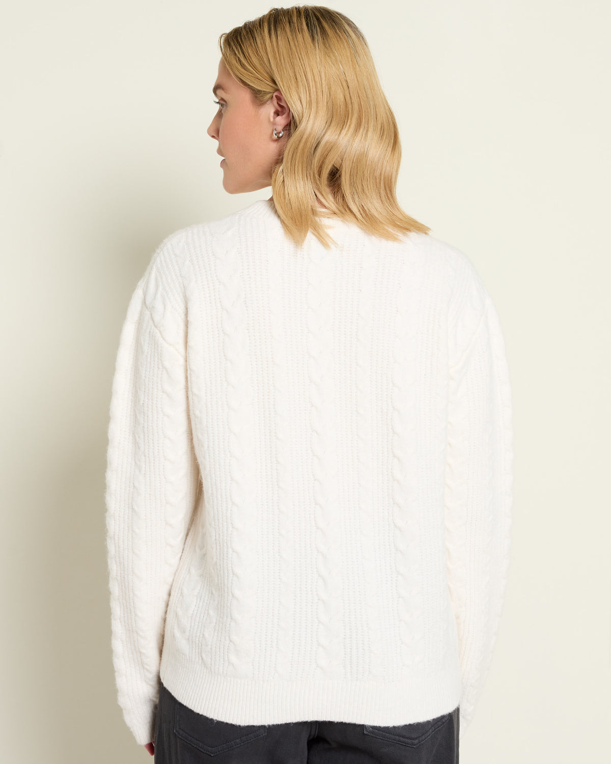 Cream $|& SEAS Love Note Cable Knit Sweater - SOF Back