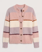 Almond Multi Stripe $|& SEAS Aster Stripe Turtleneck Cardigan - Hanger Detail