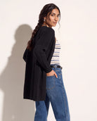 Black $|& SEAS Emma Drop Sleeve Cardigan - VOF Front