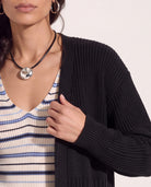 Black $|& SEAS Emma Drop Sleeve Cardigan - SOF Full Front