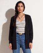 Black $|& SEAS Emma Drop Sleeve Cardigan - SOF Front
