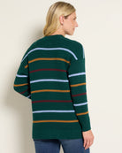 Pine Multi Stripe $|& SEAS Olivia Pocket Cardigan - SOF Back