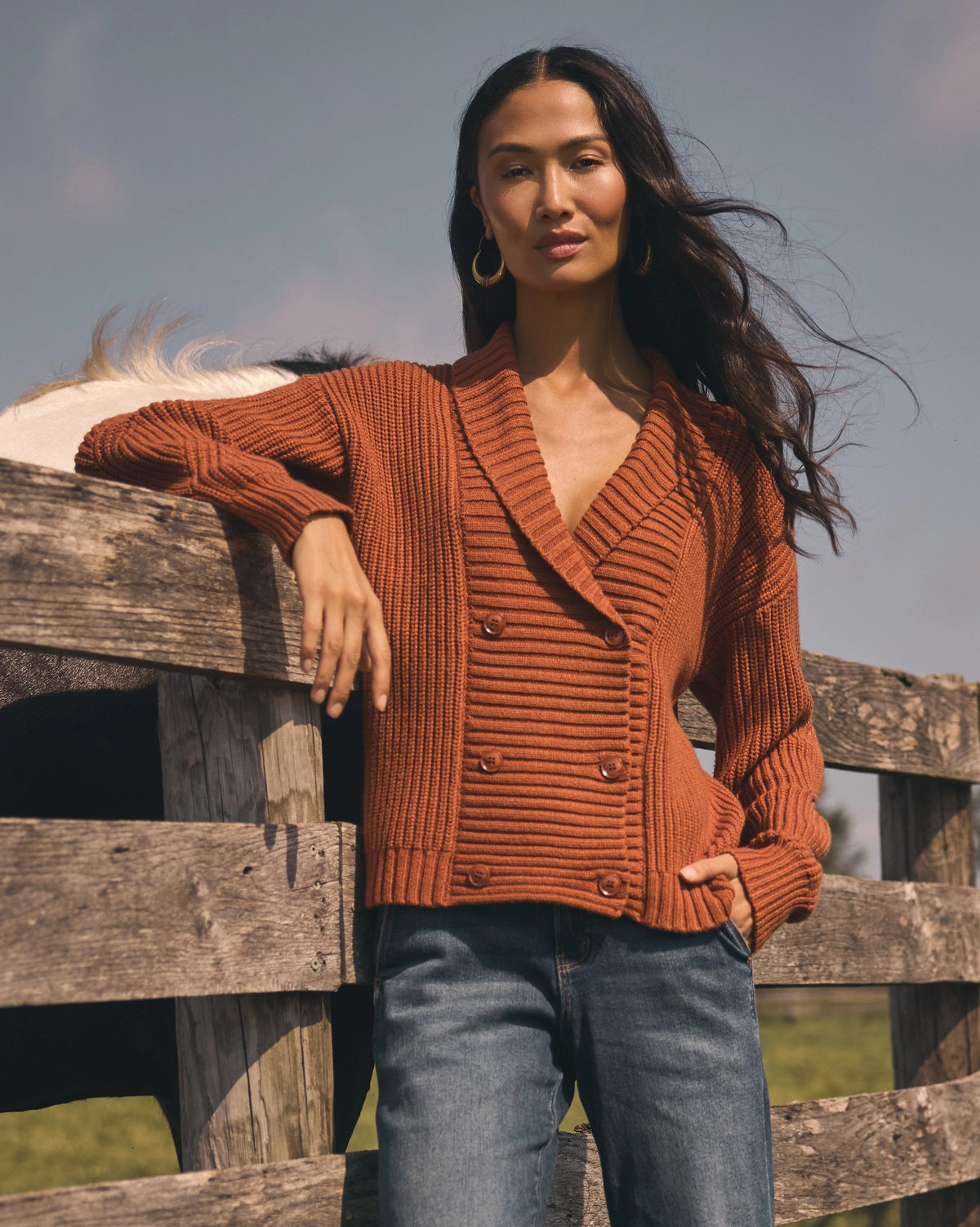 Baked Apple $|& SEAS Kimmy Double Breasted Cardigan - SOF Side