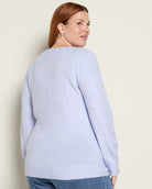 Corn Flower $|& Skies Are Blue Button Cuff And Scalloped Detail Knit Sweater - SOF Back