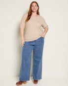Beige $|& Skies Are Blue Short Sleeve Cable Knit Sweater Top - UGC On Fig