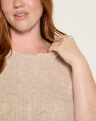 Beige $|& Skies Are Blue Short Sleeve Cable Knit Sweater Top - SOF Full Front