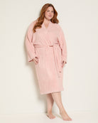 Dusty Pink/Ivory $|& Bobeau Cozy Dream Whipstitch Robe - SOF Front