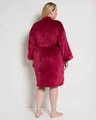 Rhubarb/Pink $|& Bobeau Double Sided Plush Whipstitch Long Sleeve Robe - SOF Back