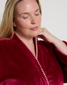 Rhubarb/Pink $|& Bobeau Double Sided Plush Whipstitch Long Sleeve Robe - SOF Full Front