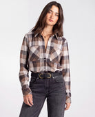 Cream Brown Plaid $|& Thread & Supply Lewis Plaid Shirt - VOF Detail