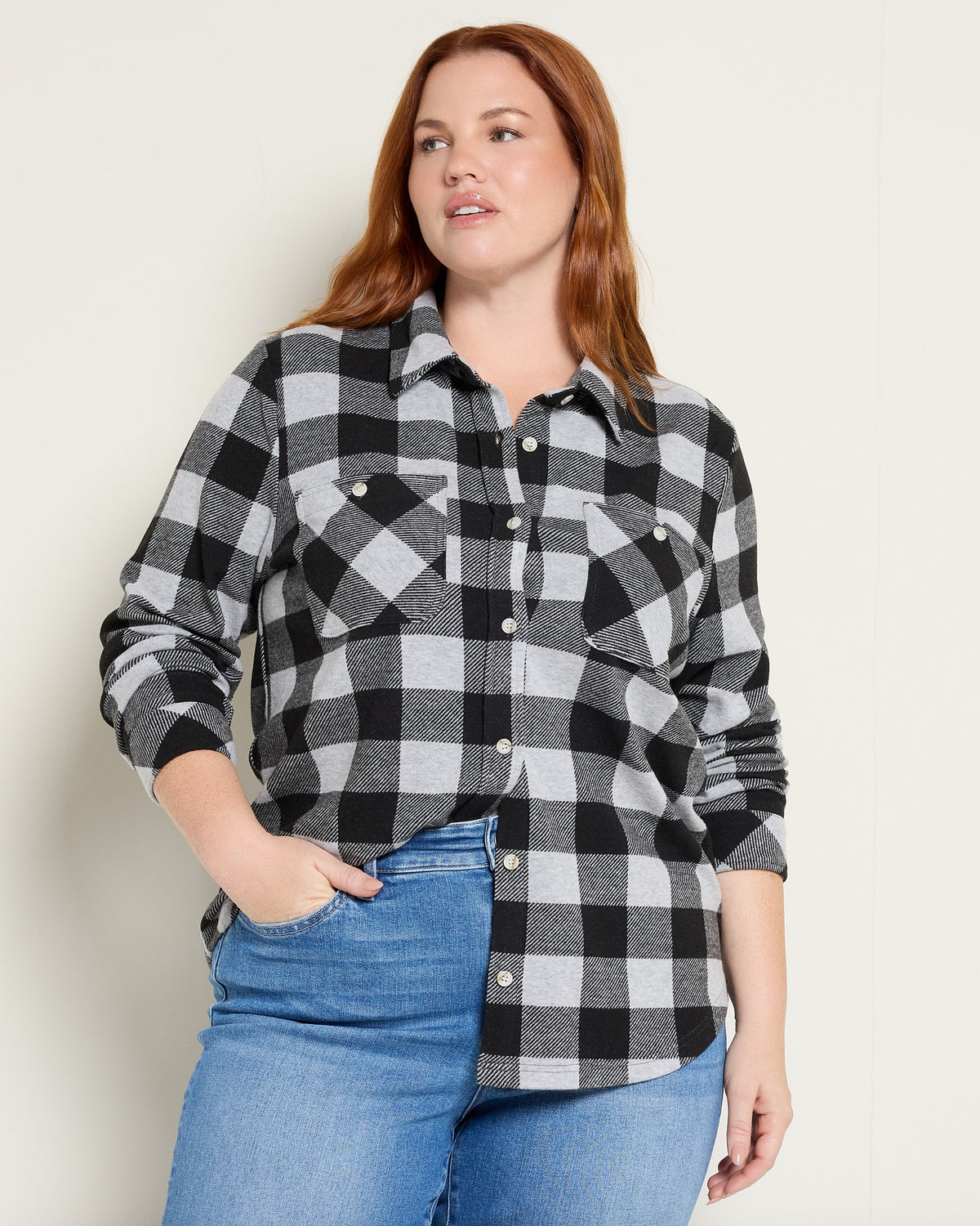 Grey Black Plaid $|& Thread & Supply Lewis Plaid Shirt - SOF Front