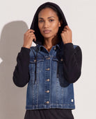 Riptide/Black $|& Interval Brooke Hybrid Denim Hoodie - VOF Side
