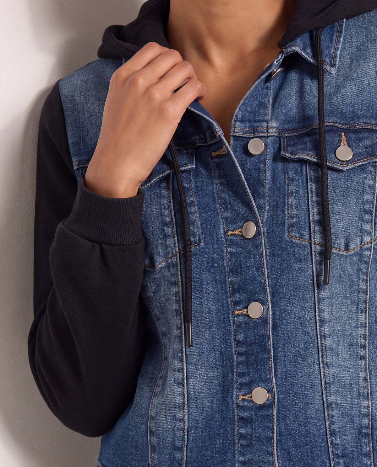 Riptide/Black $|& Interval Brooke Hybrid Denim Hoodie - SOF Full Front