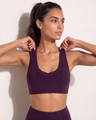Plum Heather $|& Interval Flowheather Sculpt Addison Sports Bra - SOF Full Front