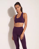 Plum Heather $|& Interval Flowheather Sculpt Addison Sports Bra - SOF Front