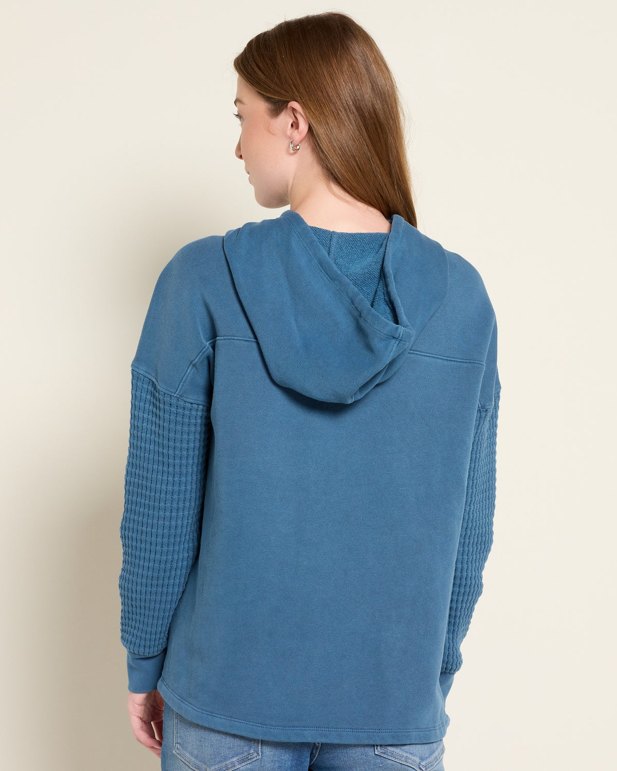 Washed Storm Indigo $|& SEAS Drea Thermal Sleeve Hoodie - SOF Side