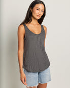 Black-White/Mustard-Ivory 2 Pack $|& W. by Wantable The Double Take Stripe Tank - SOF Front