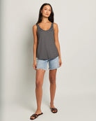 Black-White/Mustard-Ivory 2 Pack $|& W. by Wantable The Double Take Stripe Tank - UGC On Fig