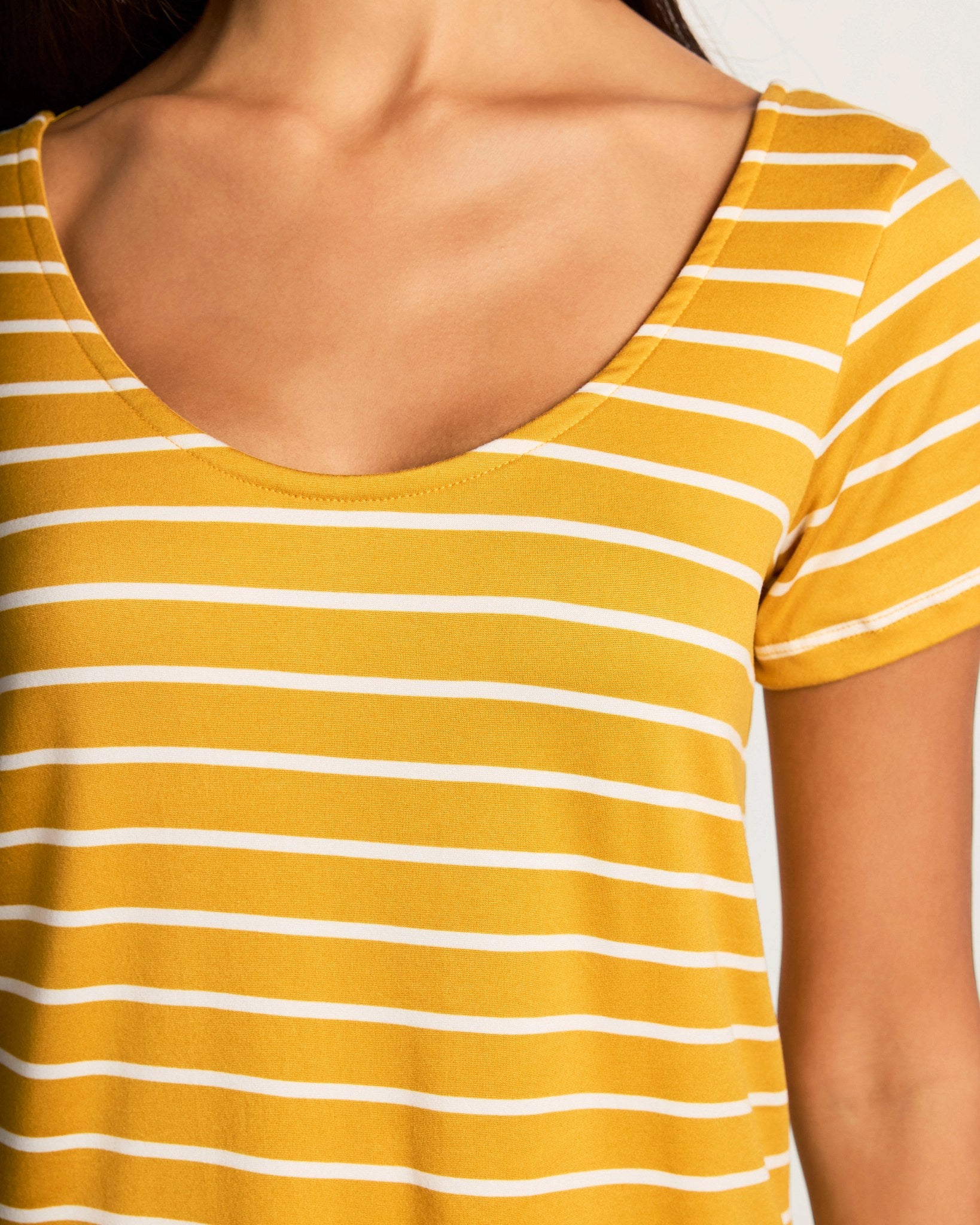 Mustard Ivory $|& W. by Wantable The Double Take Stripe Tee - SOF Full Front