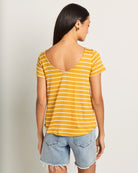 Mustard Ivory $|& W. by Wantable The Double Take Stripe Tee - SOF Back