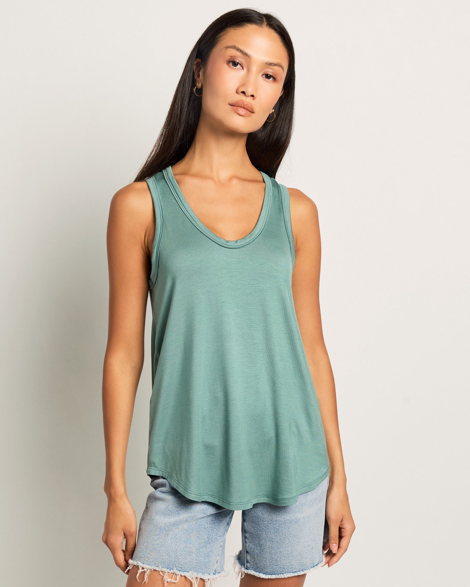 Sagebrush Green $|& W. by Wantable The Anywhere Essential Tank - SOF Front