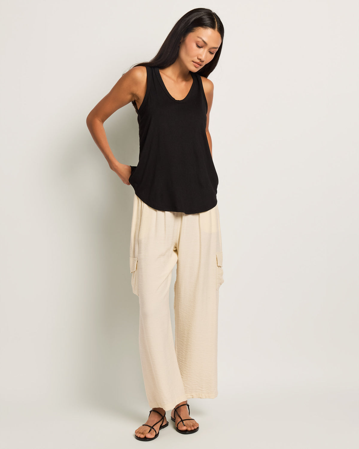 Black/White 2 Pack $|& W. by Wantable The Anywhere Essential Tank - Hanger Detail
