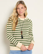 Ivory Thyme Stripe $|& SEAS Brisa Raglan Striped Long Sleeve Top - SOF Front