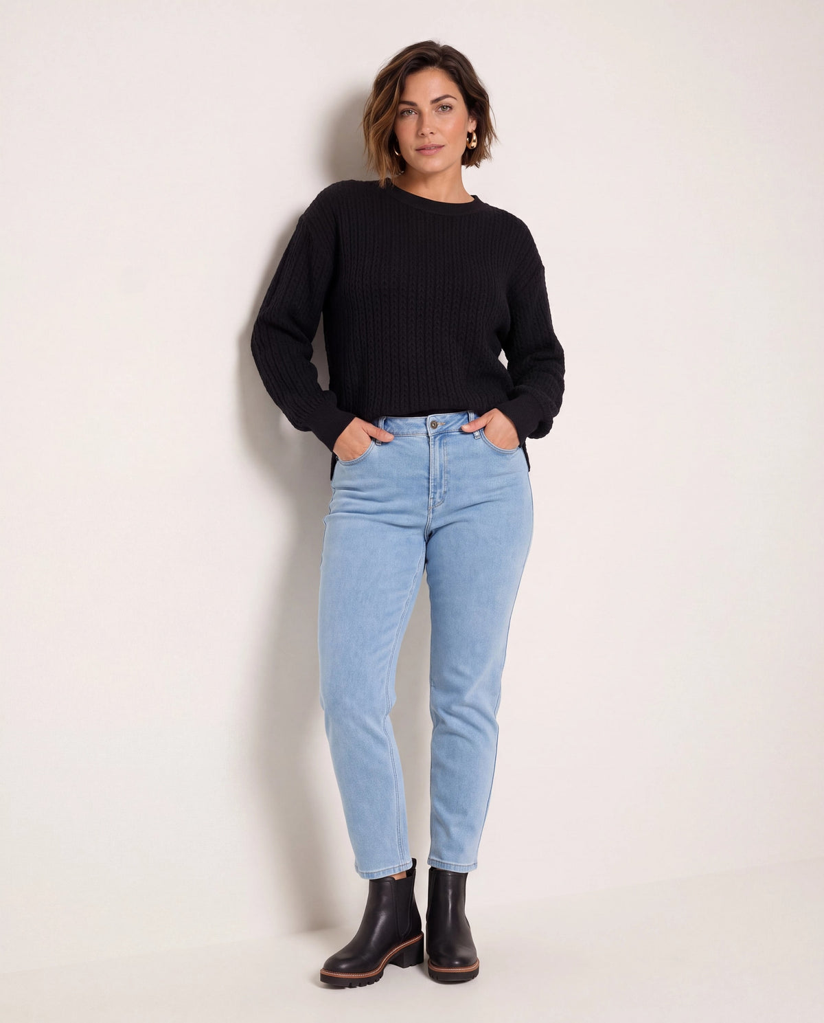 Black $|& Herizon Sophie Cable Knit Pullover - UGC On Fig